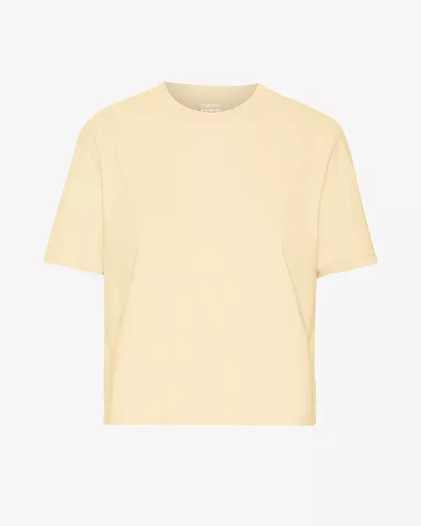 Colorful Standard Organic Boxy Crop Tee Soft Yellow Damen pastellgelb
